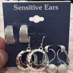 3/$15 Silver Hoop and Stud Earring Set Lot 228